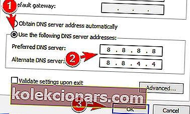 kasutage järgmist DNS-serverit. Kaustade komplekti ei saa Outlookis avada