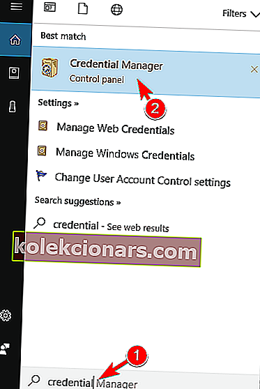credential manager search results The set of folders cannot be opened