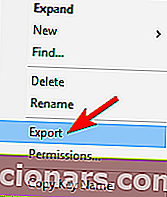 eksportregister Mappesettet kan ikke åpnes