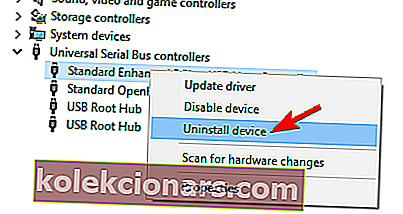 USB ne deluje Upravitelj naprav Windows Code 43 odstranite napravo 